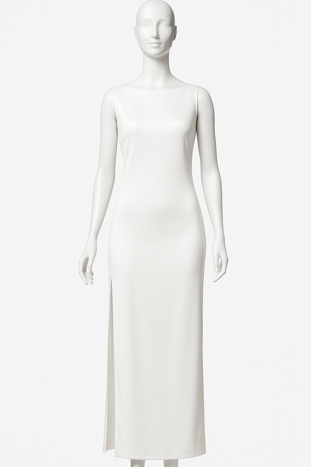 L’ANNO “White” – Backless Maxi Dress in Stretch Silk Satin
