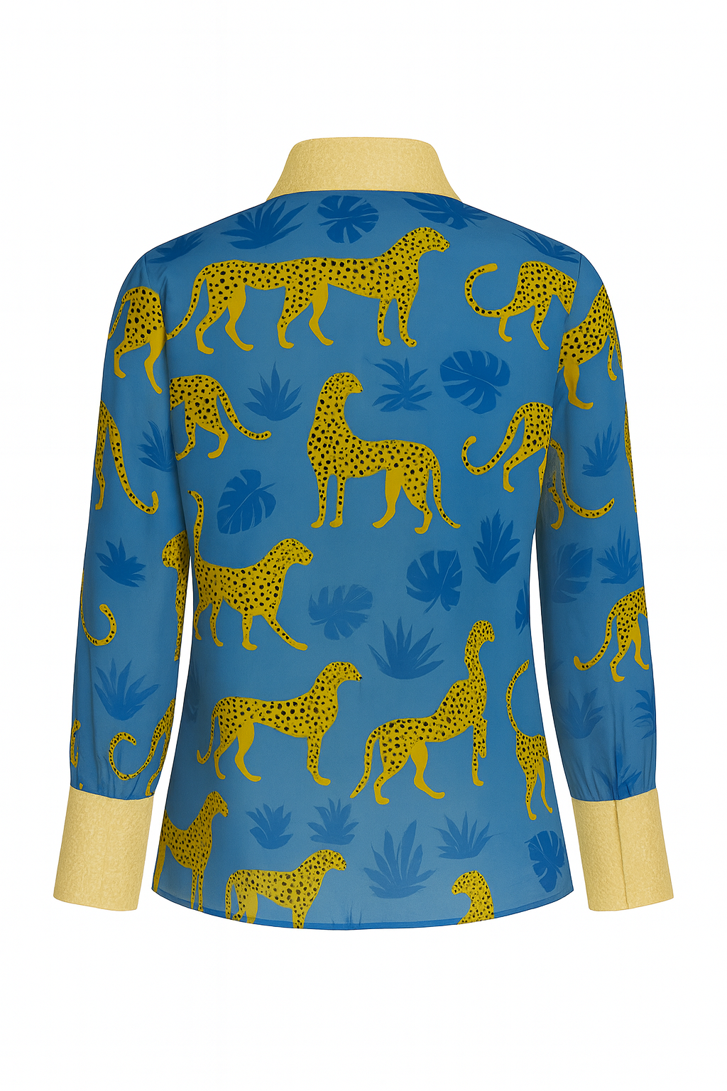 TAMARIN – Silk Georgette Shirt with "Static" Print and Florentine Straw Details