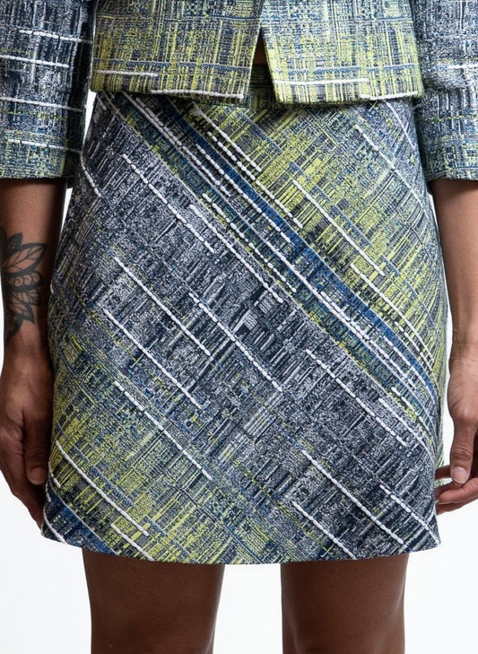ANNA trapeze short skirt in multicolor tweed with Como silk lining