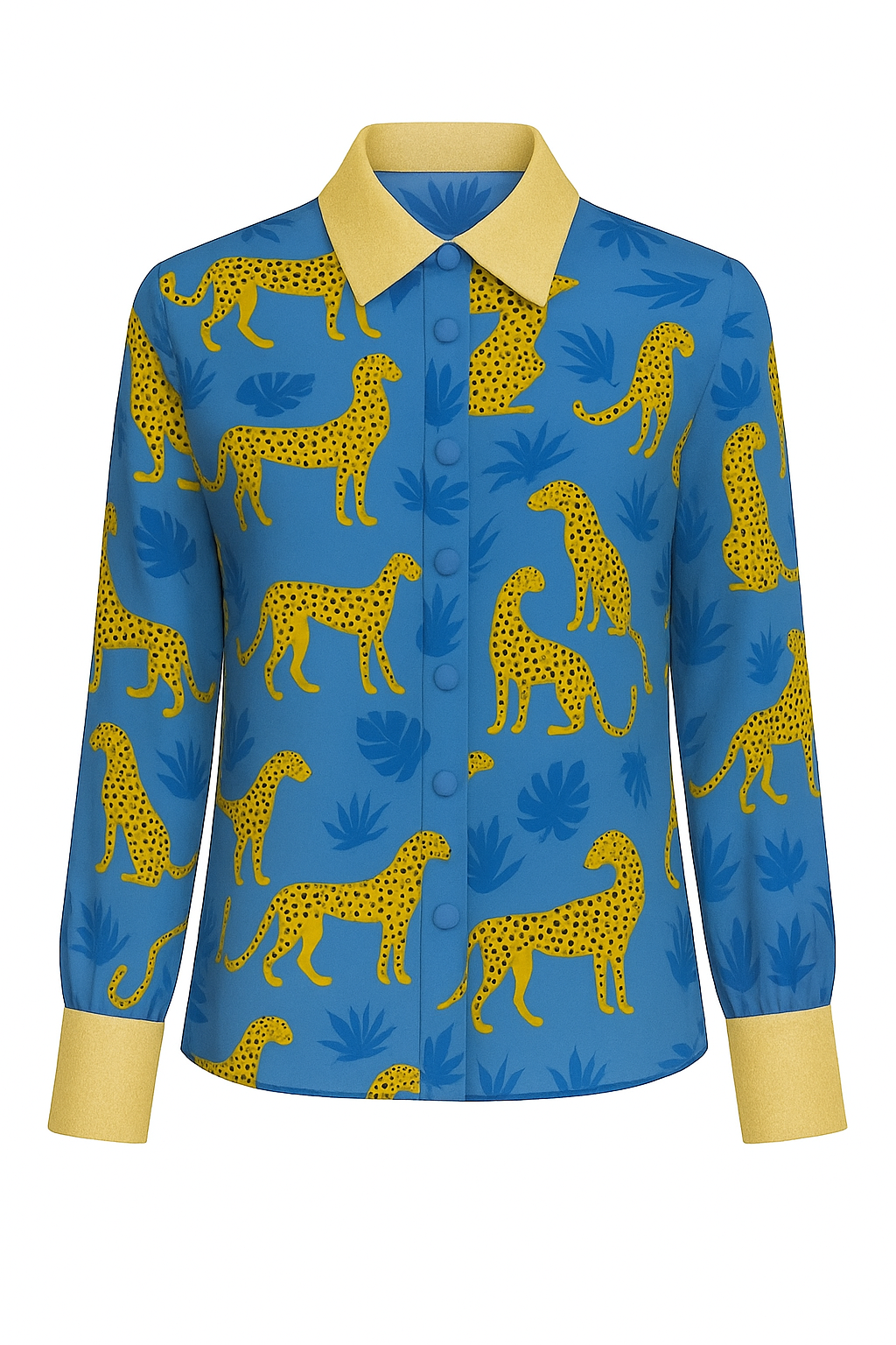 TAMARIN – Silk Georgette Shirt with "Static" Print and Florentine Straw Details
