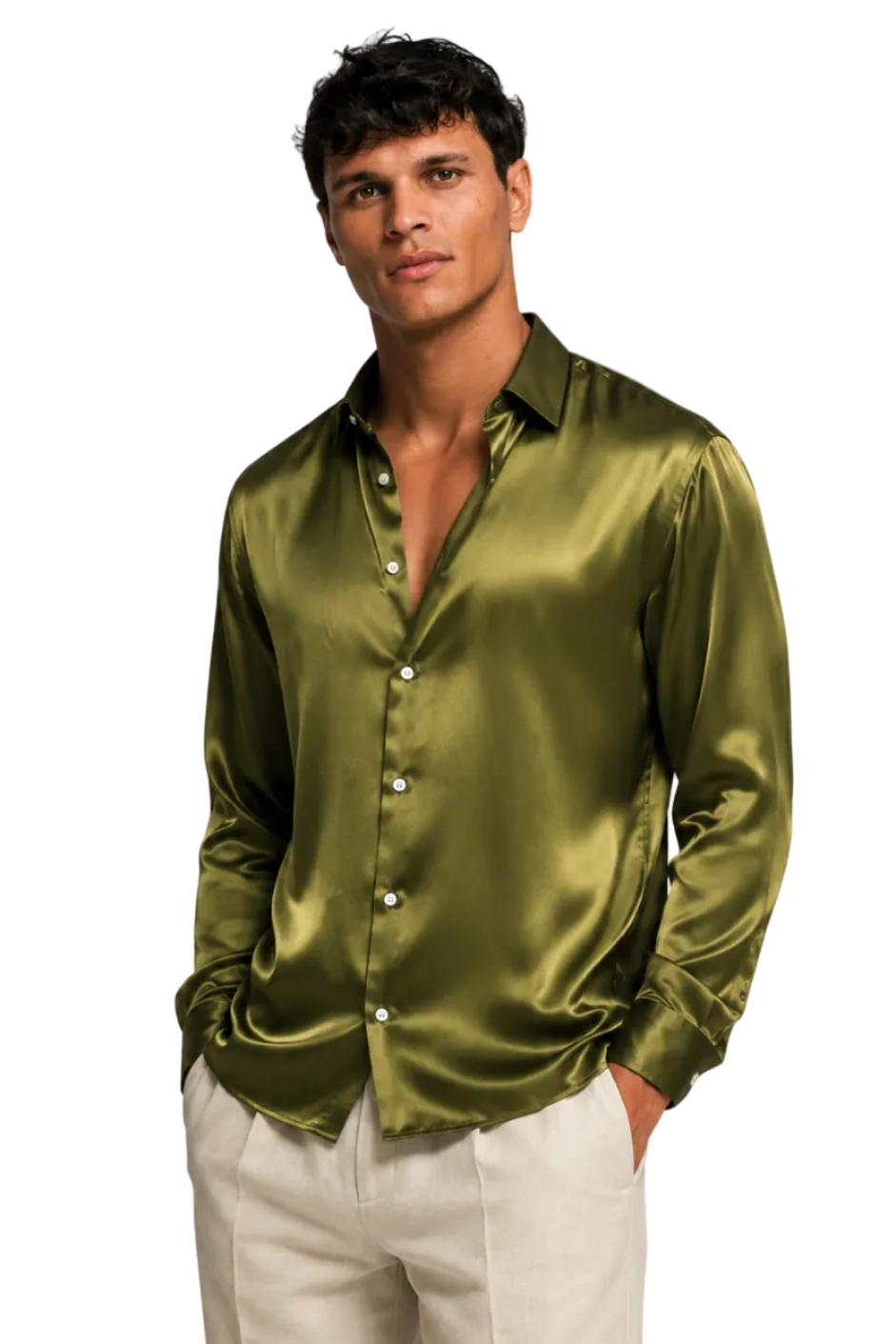 BOYFRIEND shirt silk olive