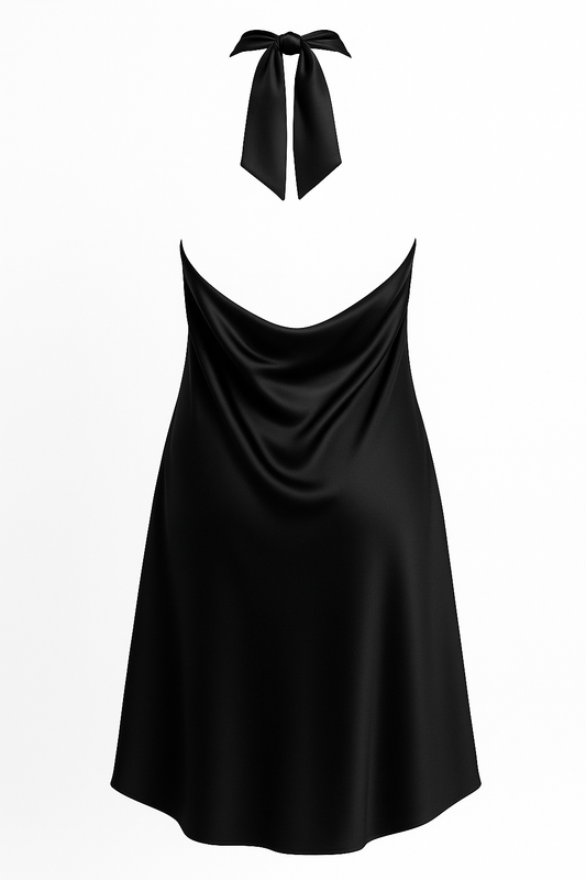 Robe mini dos nu à nouer derrière le cou – COROSOL Black