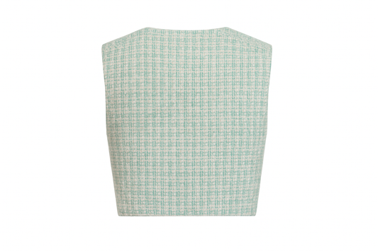 CED & ROD luxury aqua tweed gilet, Made in Italy