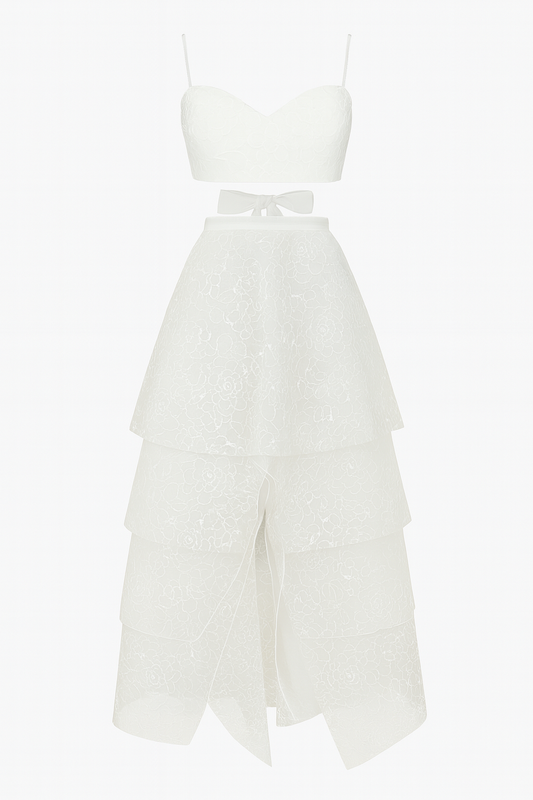 REGATTA – White Embroidered Organza Skirt
