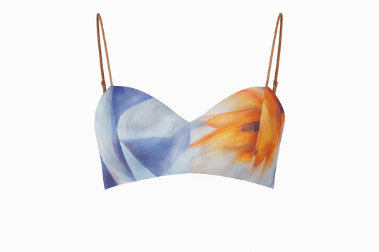 PEONIE silk organza top with "Peonie" floral print