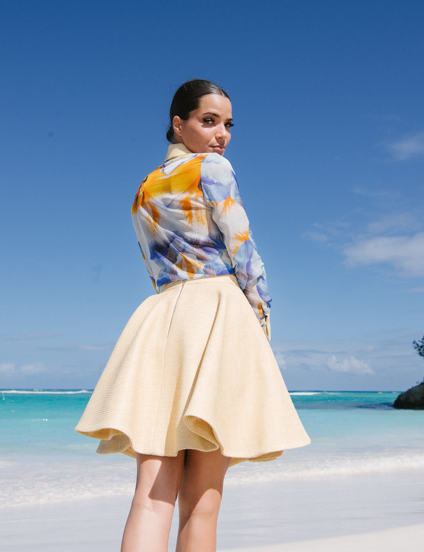 TAMARIN – Silk Georgette Shirt with “Peony” Print