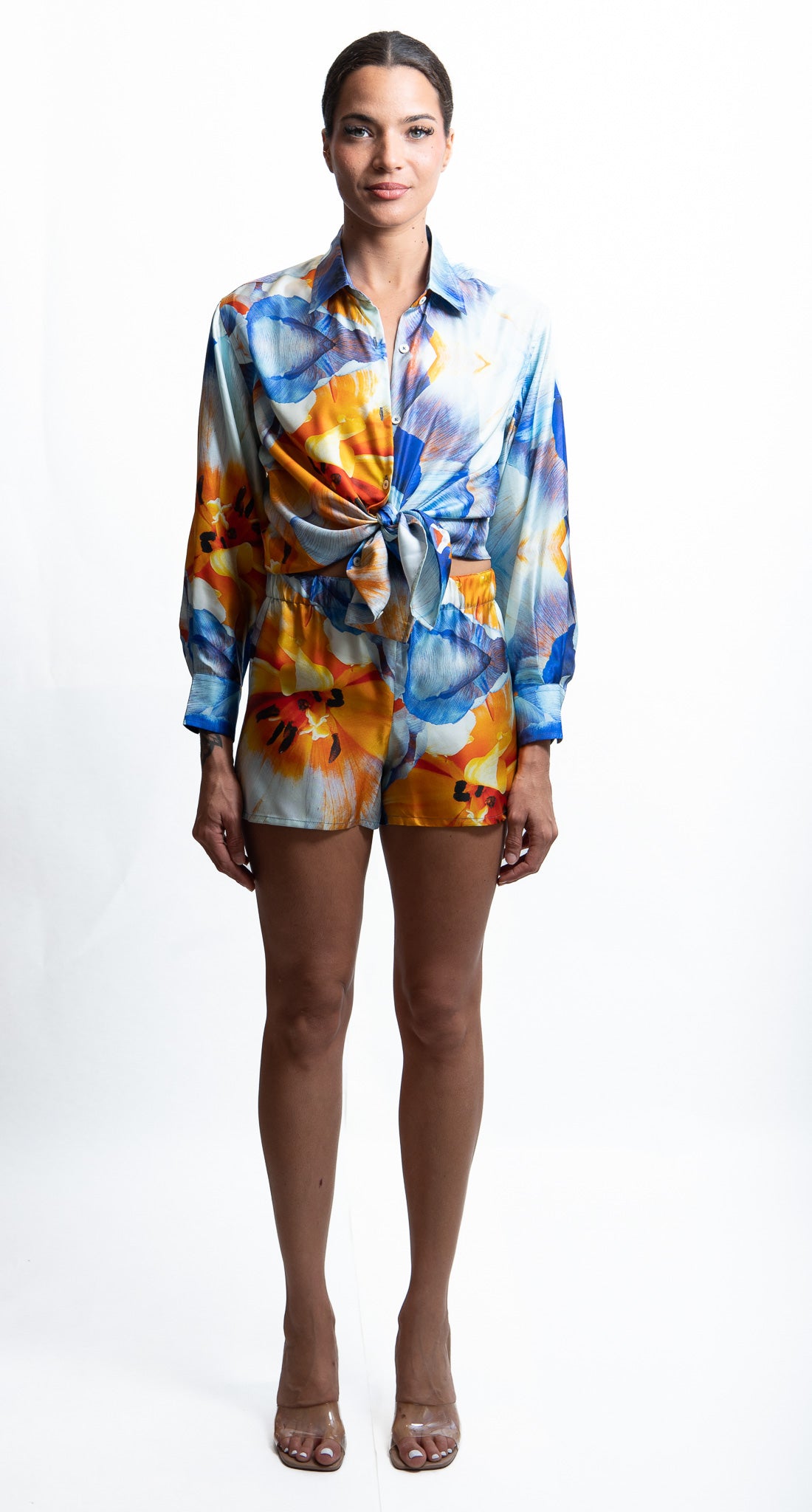 BOYFRIEND – Silk Twill Shirt with "Peonie" Print