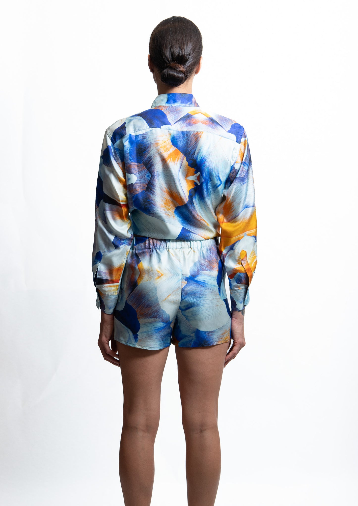BOYFRIEND – Silk Twill Shorts with "Peonie" Print