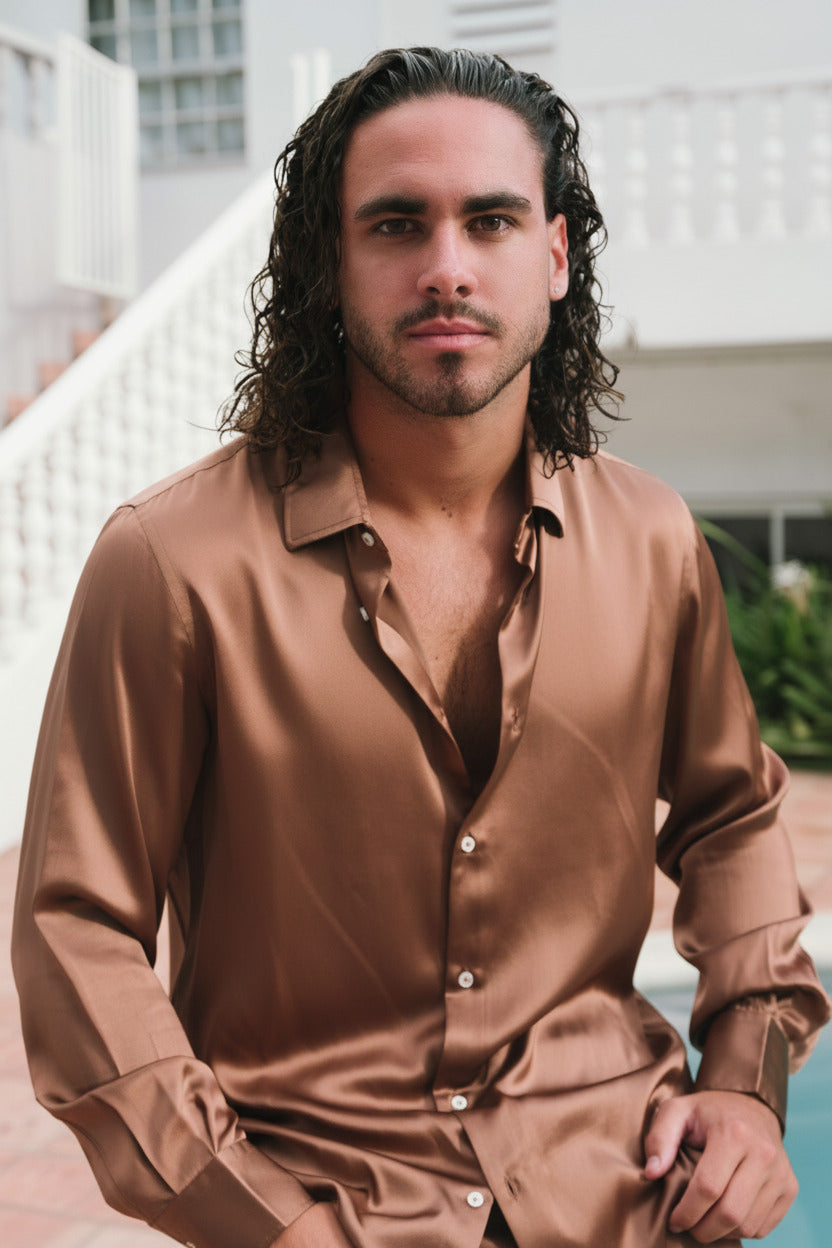 BOYFRIEND shirt "silk coffee"