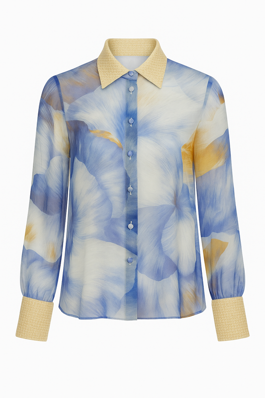 TAMARIN – Silk Georgette Shirt with “Peony” Print