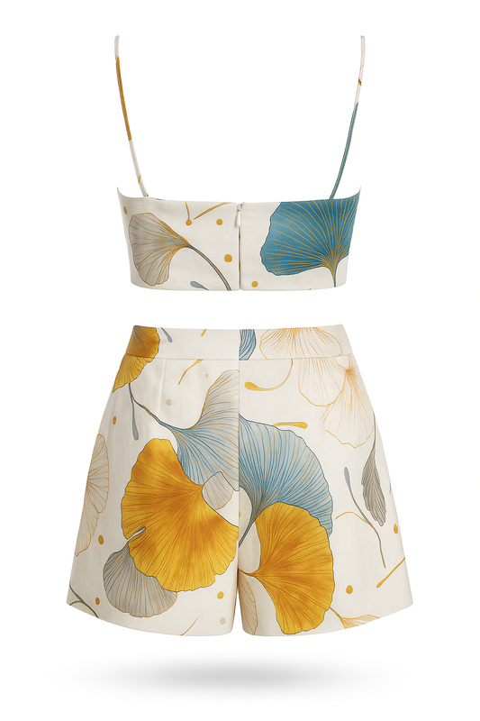 CANDY – Silk Satin Shorts with "Gust" Print