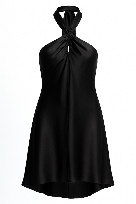 Robe COROSOL Black en satin de soie de Côme – vue face