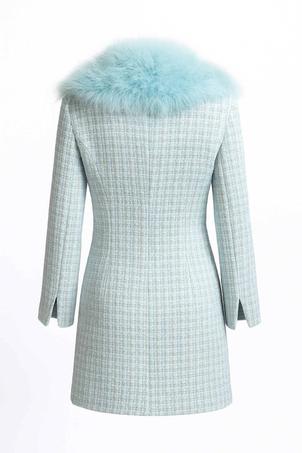 Aqua mother-of-pearl buttons and Como silk satin lining