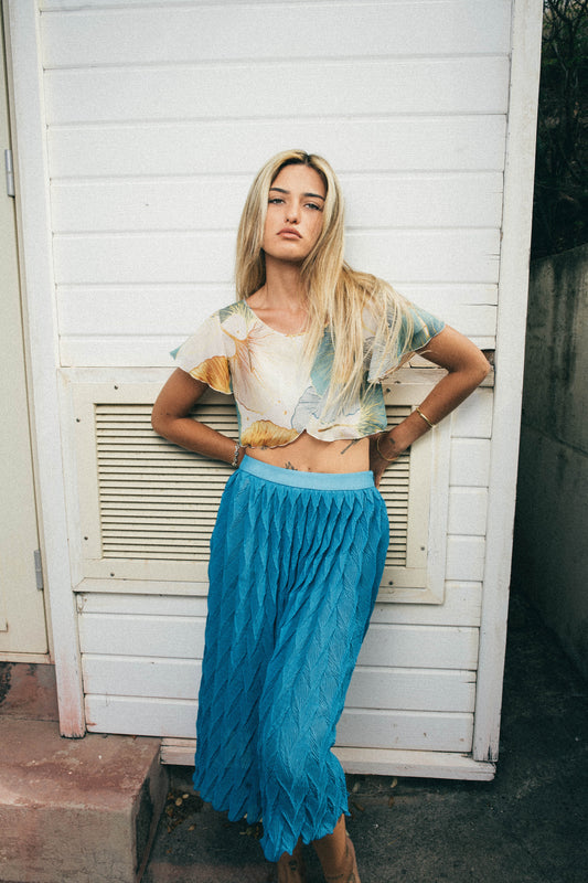 SCALA – Hand-Pleated Midi Skirt in Como Silk Georgette