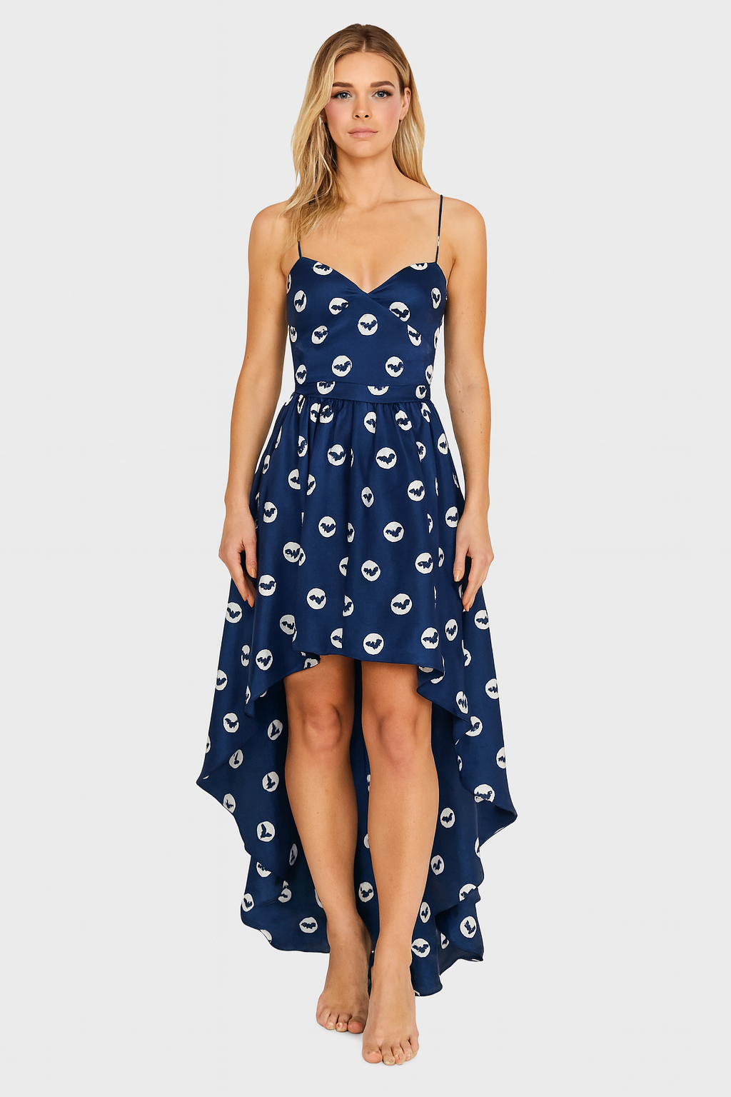 GOUVERNEUR asymmetrical skirt in silk twill, "Saint Barth Polka Dots" print