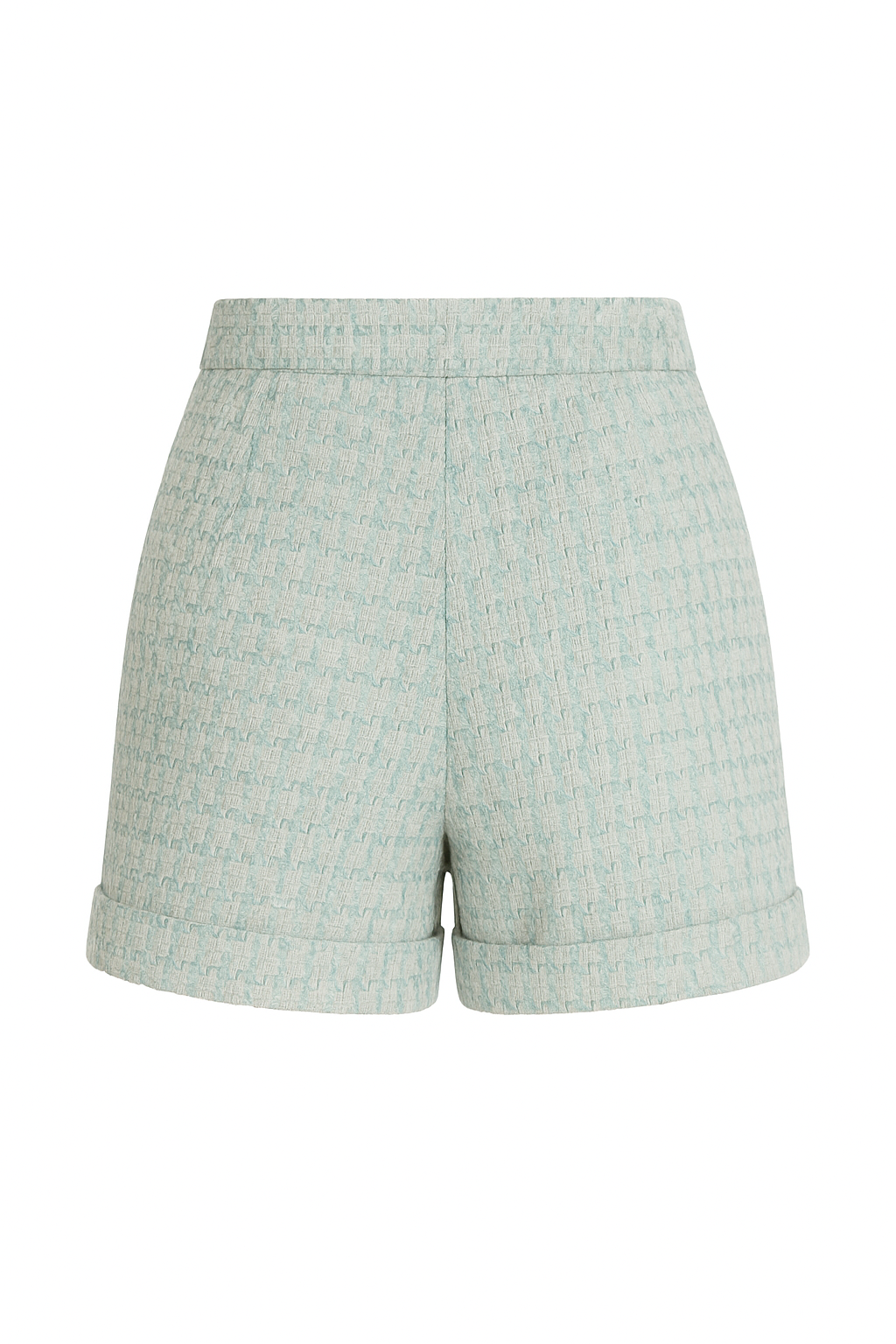 CED & ROD luxury aqua tweed shorts, Made in Italy