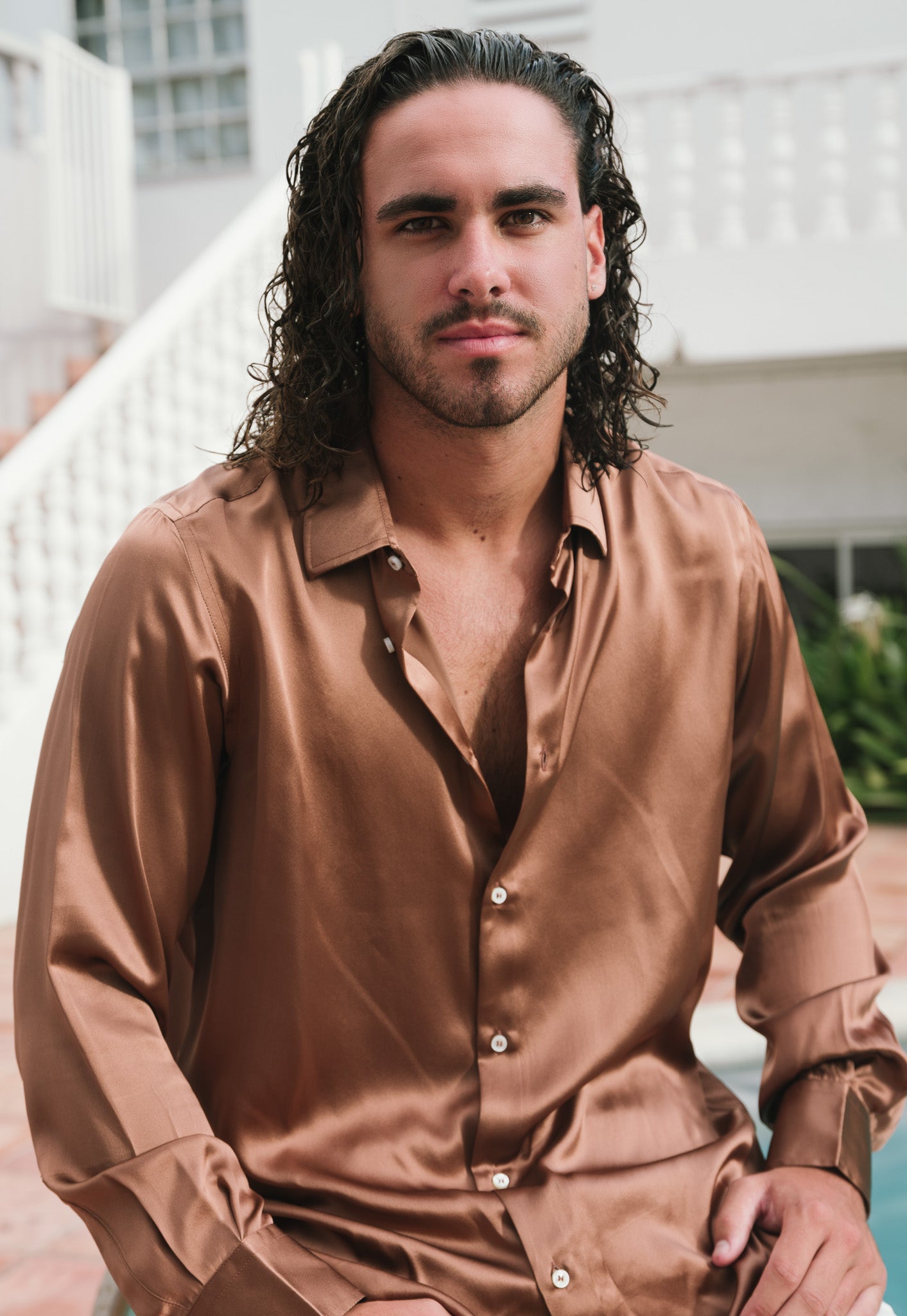 BOYFRIEND shirt Solid Silk Satin